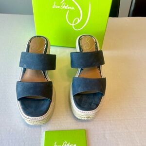 Sam Edelman Navy Blue Suede Espadrille Slide Sandals